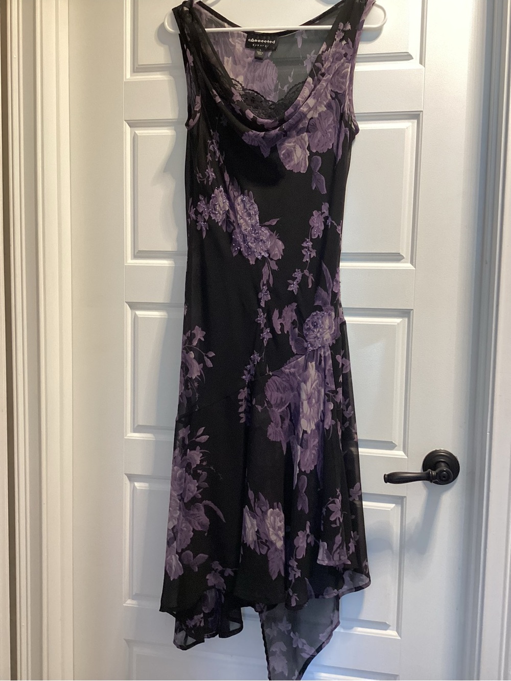 connected apparel Black & Purple Floral High-Low Dress floral